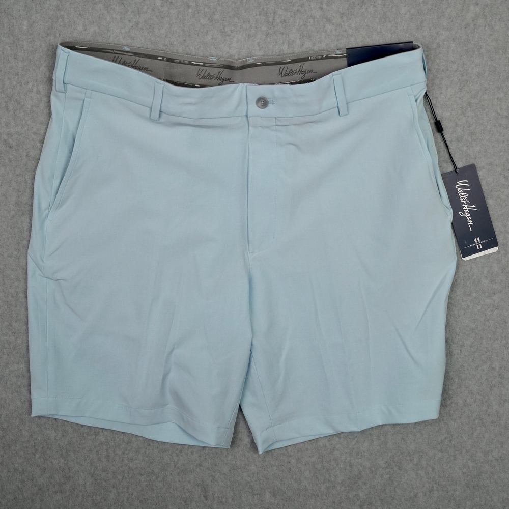 Walter Hagen Men's P11 Texture Performance Golf Shorts Soft Blue Flat Front W36